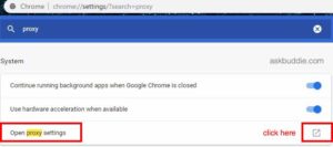 Chrome proxy settings